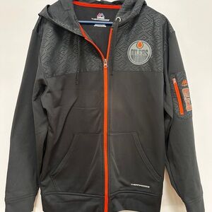 Majestic Black and Orange Edmonton Oilers Lightweight Full-Zip Hoodie